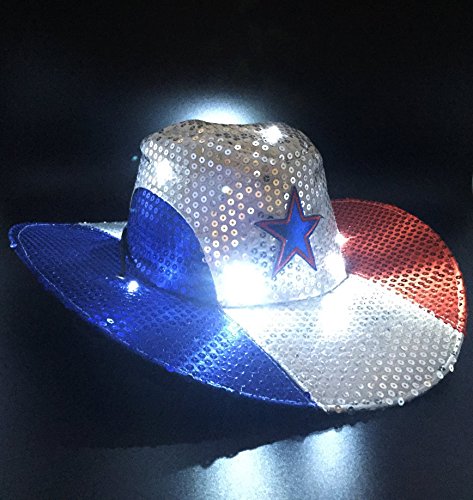 GIFTEXPRESS-Light-Up-Patriotic-Cowboy-HatPatriotic-Sequin-Cowboy-HatStar-Cowboy-HatPatriotic-LED-Cowboy-Hat4th-of-July-Costume-Hat-0